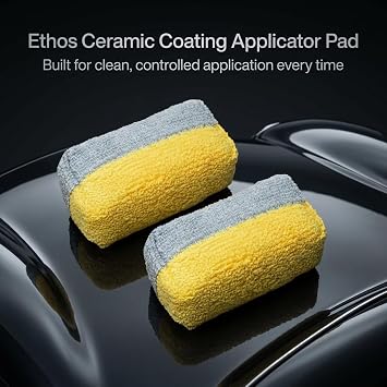 Ethos Ceramic Coating Applicator Pad Microfiber Car Detailing Sponge with Built-in Barrier for Polish & Ceramic Coat Sponge Pad for Smooth Application Car Applicator Pads for Detailing