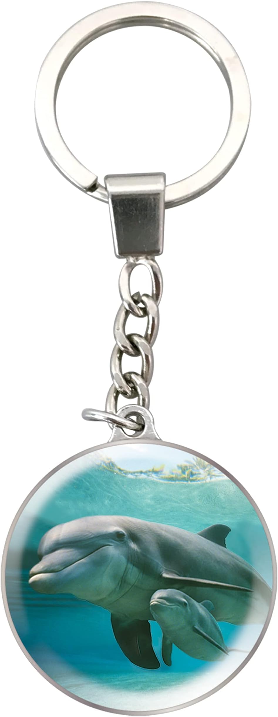 Magnidome Keychain from Crystal Glass Dome Animal Key Ring with Stainless Steel Chain, Cute Key Holder for Fun Bag Charms and Novelty Gifts