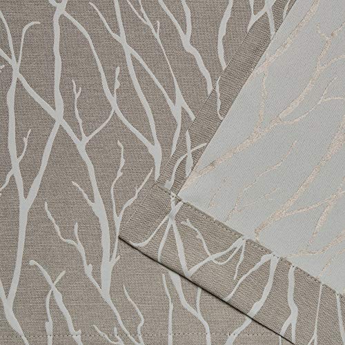 Exclusive Home Forest Hill Woven Room Darkening Blackout Grommet Top Curtain Panel Pair, 52"X63", Natural #TOP3