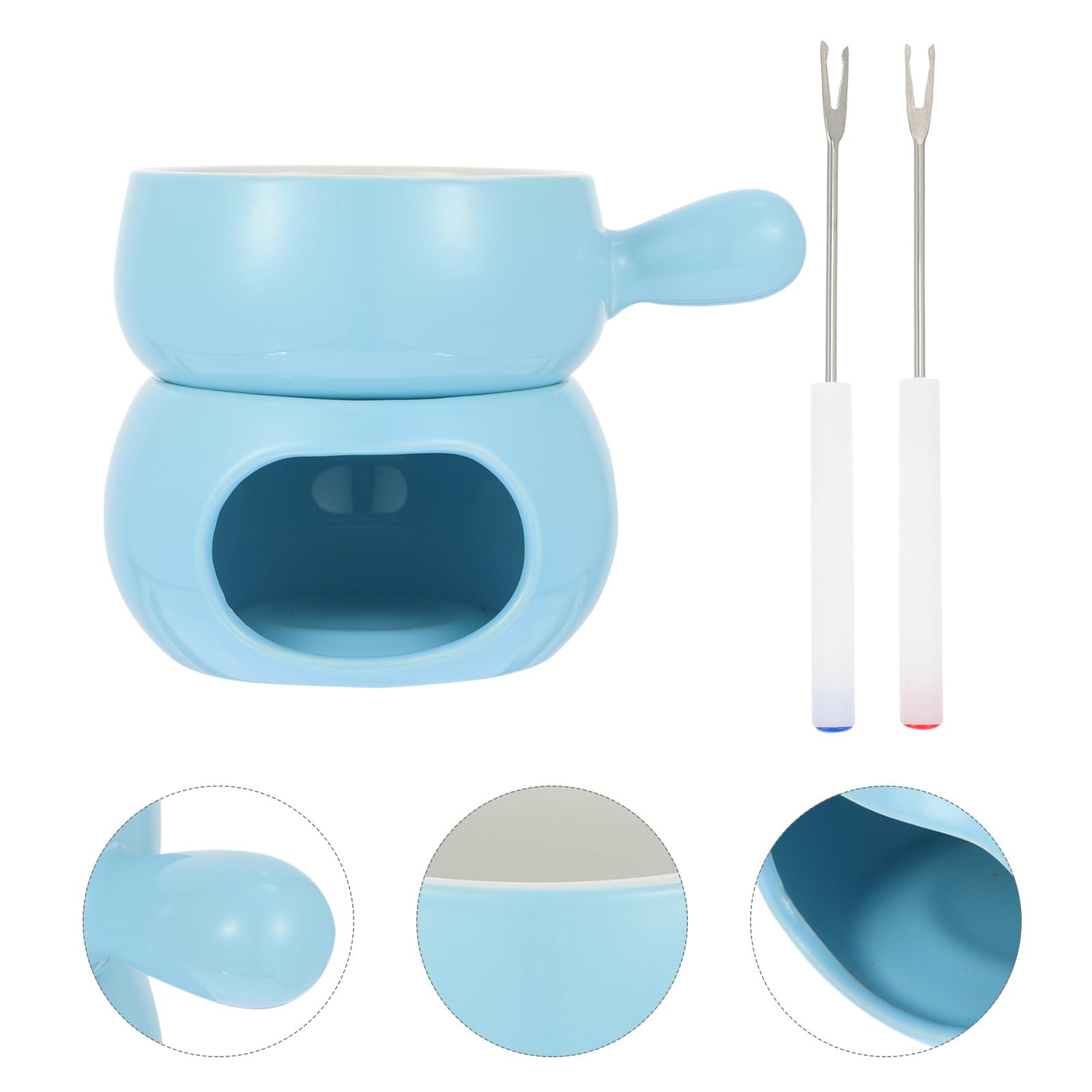 VALICLUD Keramik Schokoladenfondue Satz mit Edelstahl Heiztopf Stark und Robust für Zuhause und Kuchenläden Einfaches Design Schmelztopf für Schokolade und Käse Zufällige Farbe