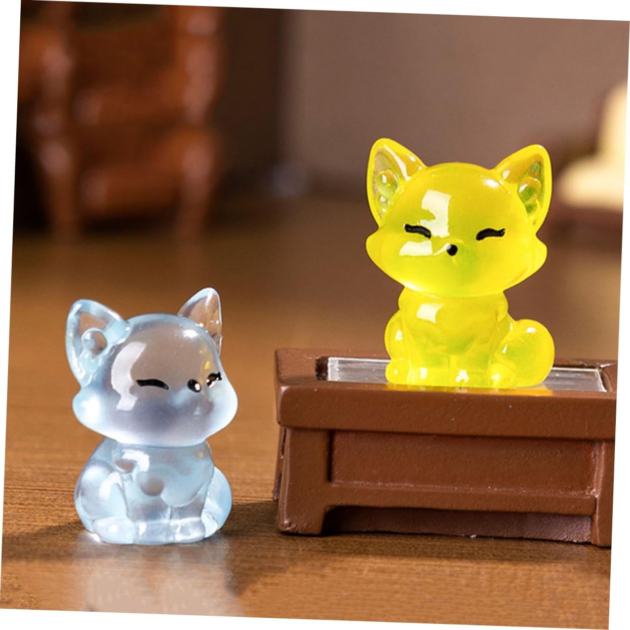 Zerodeko 12pcs Fox Figurines Stuffed Fox Toy Night Glow Animal Resin Toys for Fairy Garden DIY Decor Cute Statues Mini Resin Figures