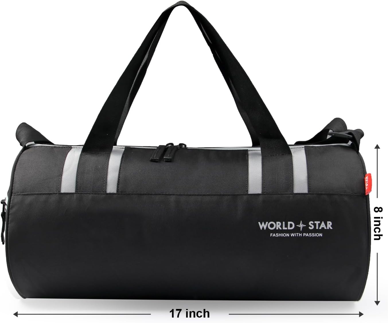 WORLD STAR gym bag men women duffel bag shoulder bag sports bag gym bag adjustable shoulder bag, Black/White, Gym Bags