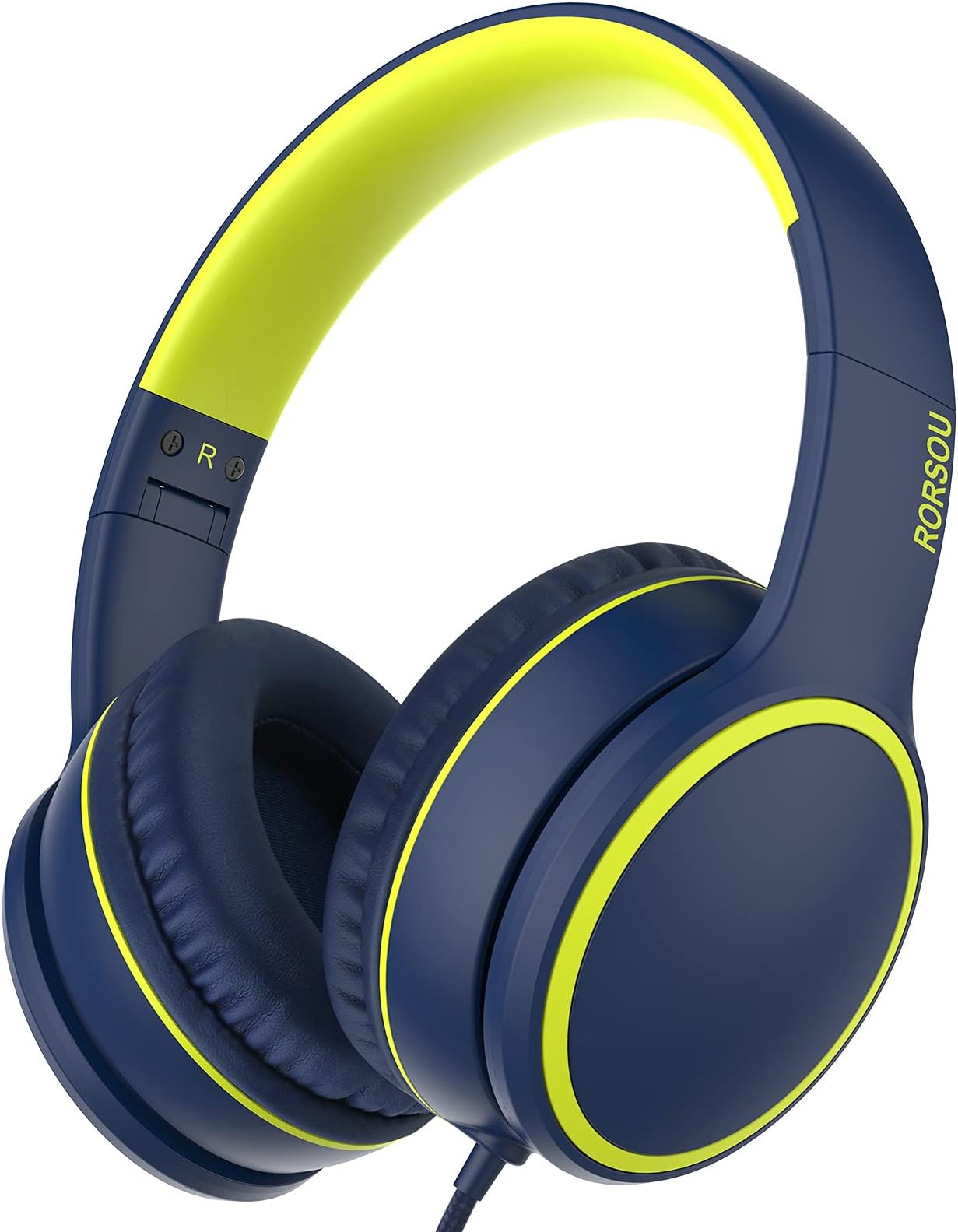 R10 Over-Ear Headphones with Microphone, Lightweight Folding Stereo Bass Headset with 1.5M No-Tangle Cord, Portable Wired Headphones for Smartphone Tablet Computer MP3 / 4 (Blue)