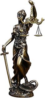 Justice Lady Figurine - Resin Law Decor Statue, Lawyer Sculpture of Blindfolded Woman Holding Scales, Antique Bronze Design with Detailed Craft | Decorative Justice Ornament for Office Desk Bookshelf