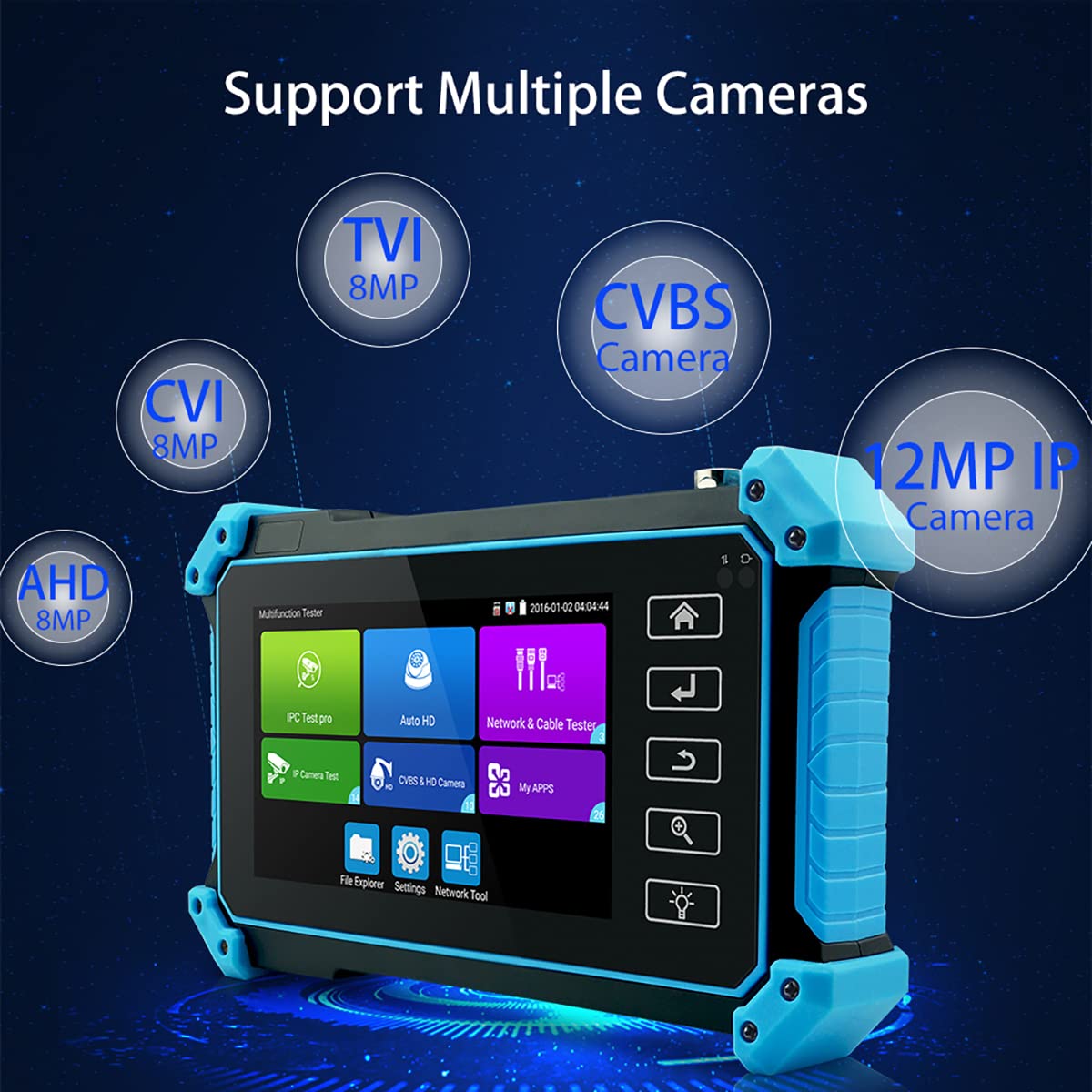 9651C Tester Monitor 5 in 1 con Display Touch da 5 Pollici, Tester Telecamera Integrato WiFi Supporto IP 4K H.2658MP，Tester CCTV Supporto Test 8MP TVI/CVI/AHD HDMI IN+VGA IN