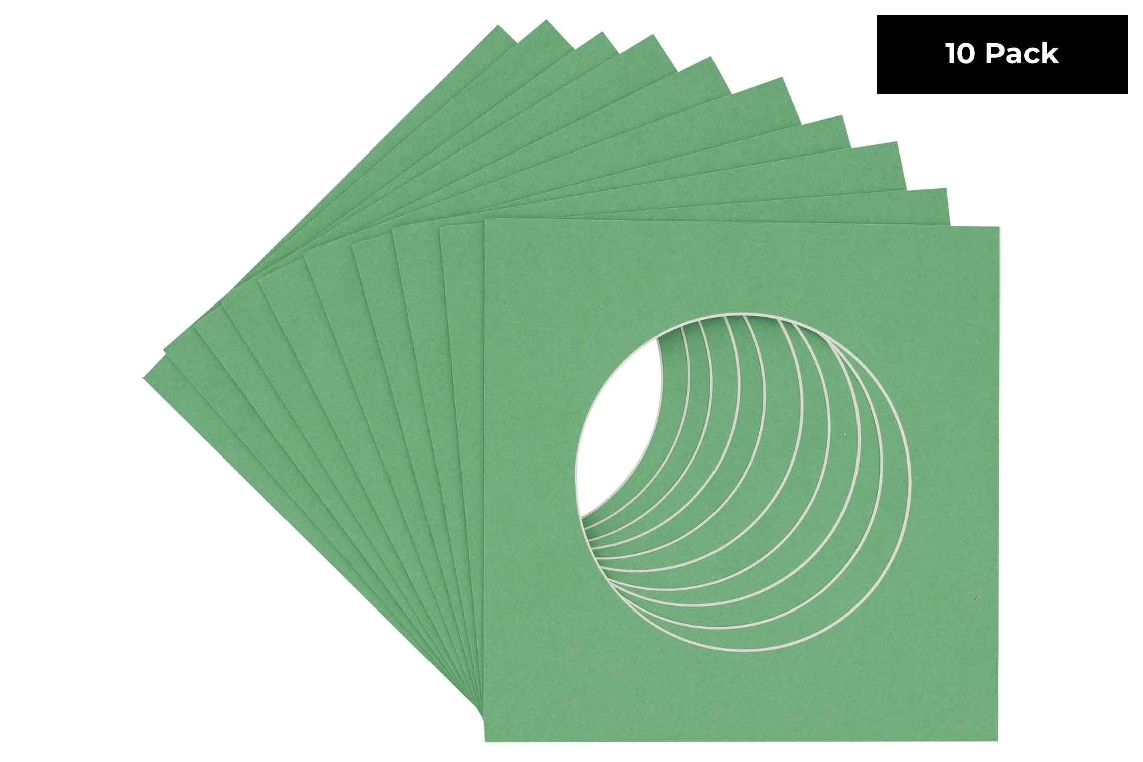 CountryArtHouse Turf Green Jade Acid Free 16x16 Circle Picture Frame Mat with White Core Bevel Cut for 5x5 Pictures - Fits 16x16 Frame - Pack of 10 Matboards
