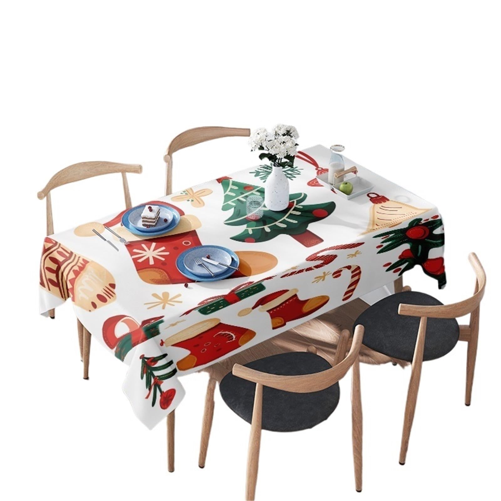 LYXYGMV Whimsical Tablecloth With Holiday Foods And Decor Perfect For Festive Celebrations for Dining Room(140X180CM)