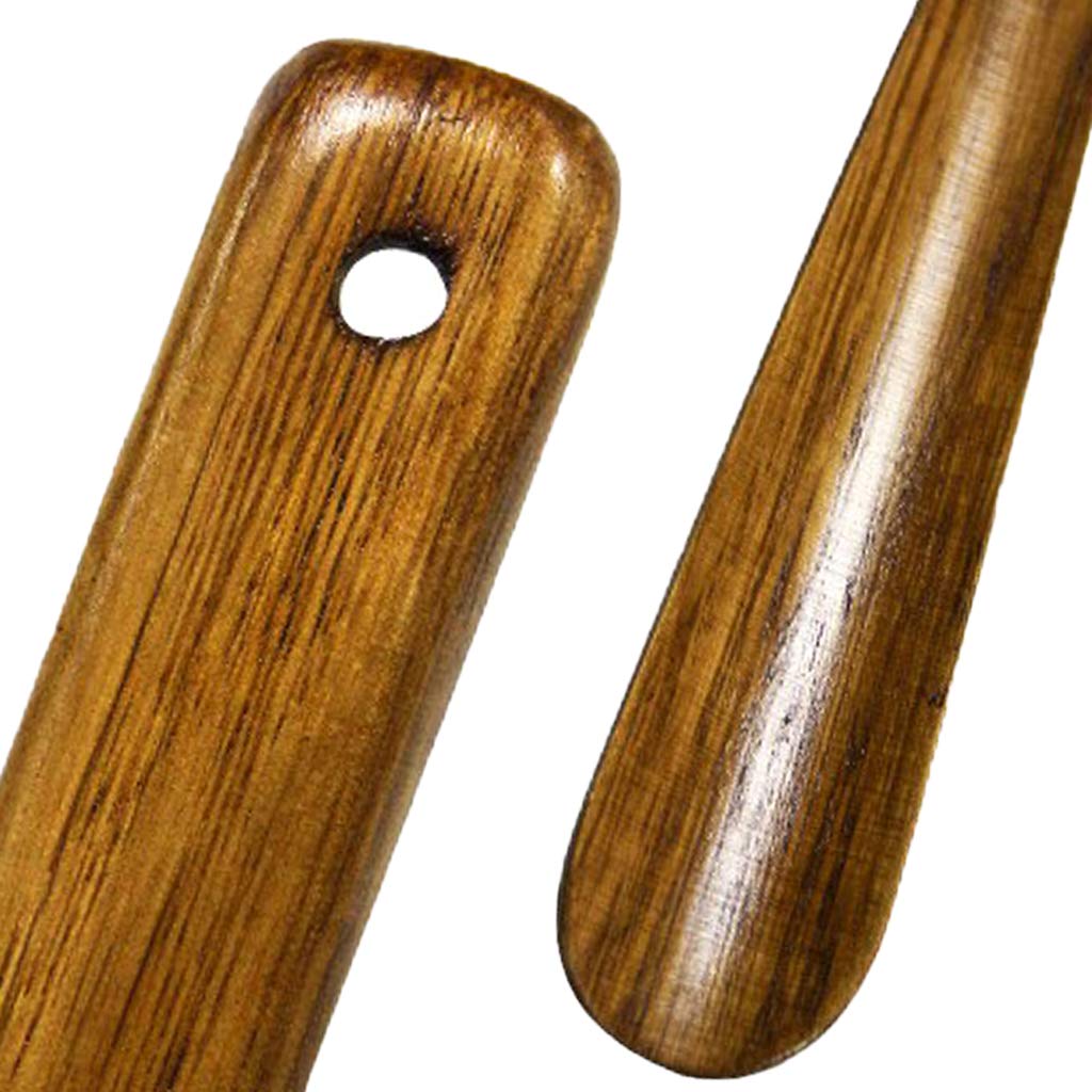 Herienta - Calzascarpe in legno con manico, 58 cm, facile da indossare, in legno massello marrone per una comoda e comoda calzatura