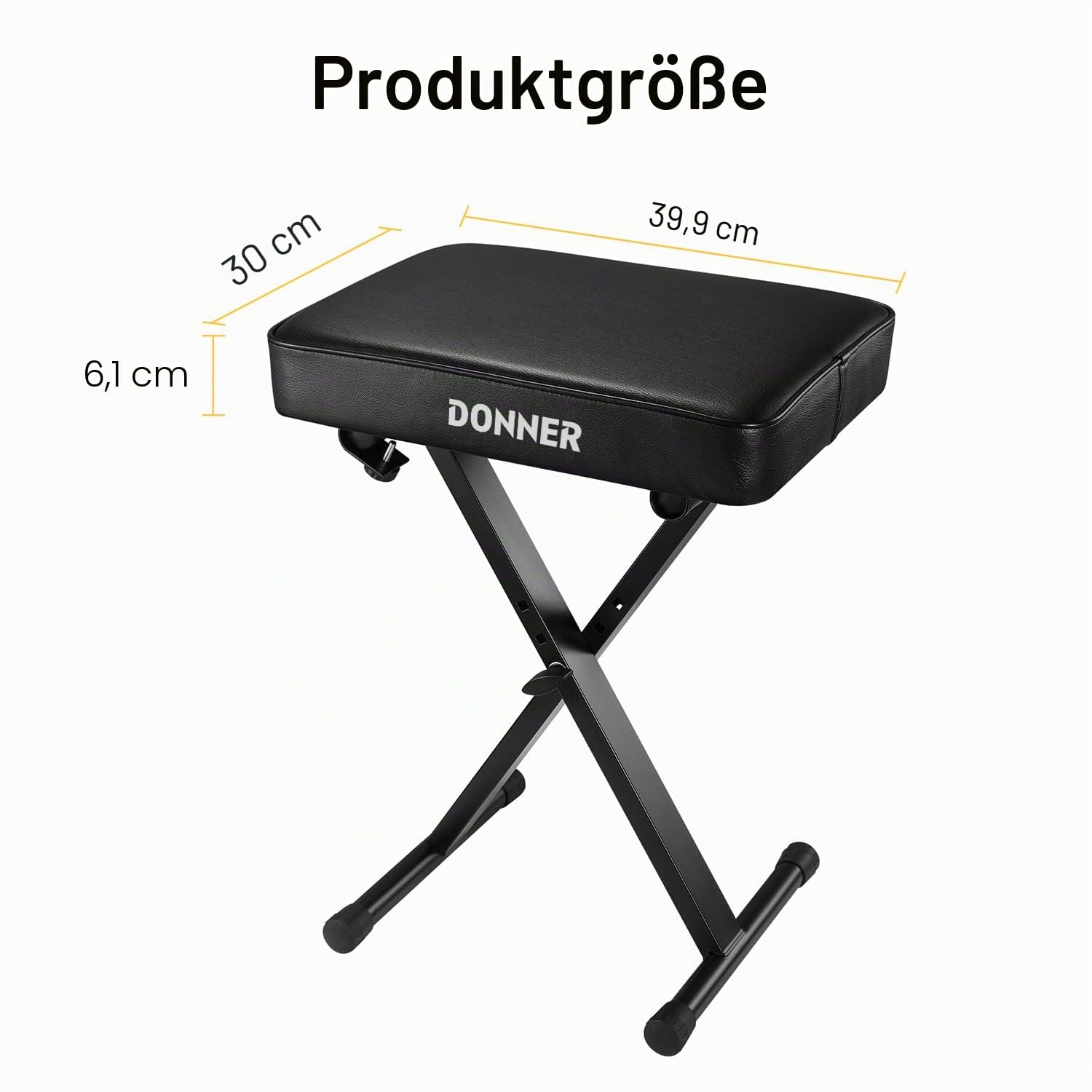 Donner höhenverstellbare Keyboardbank X-Förmig Klavierhocker Klavierstuhl 6cm, Schwarz