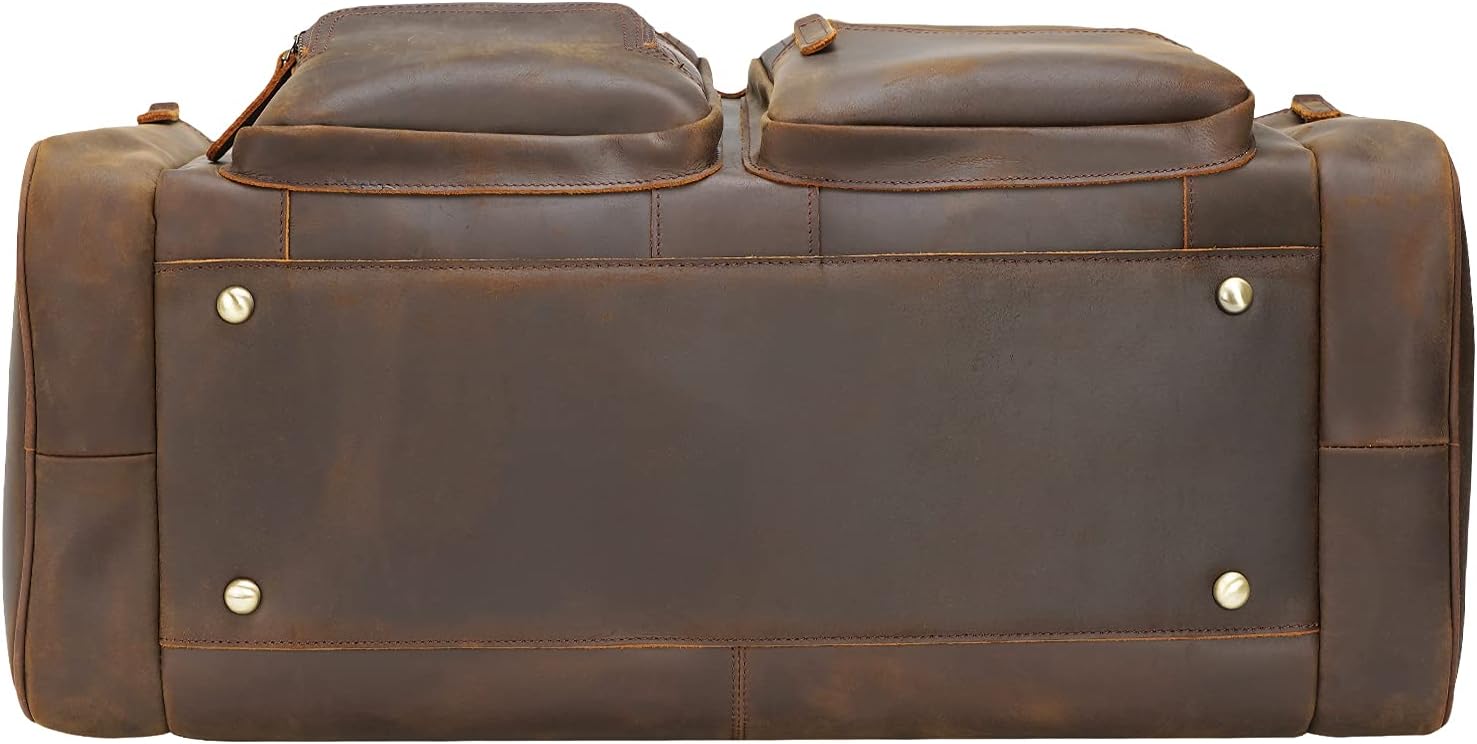 Polare 23" Leather Duffel Weekender Travel Bag For Men With Full Grain Cowhide Leather 42L - Image 7