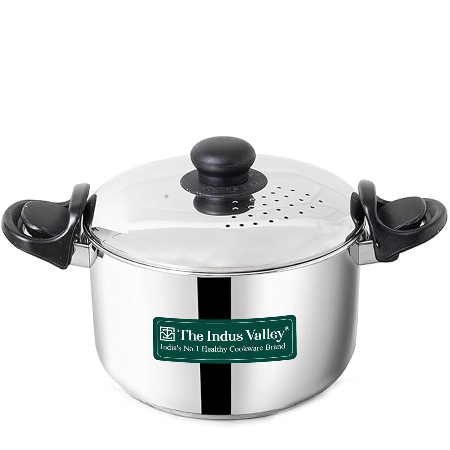 The Indus Valley Stainless Steel 2.5ltr Strainer Pot/Rice Pot for Noodles, Pasta, Corn, SOYA, Vegetables &amp; Rice | Inductio