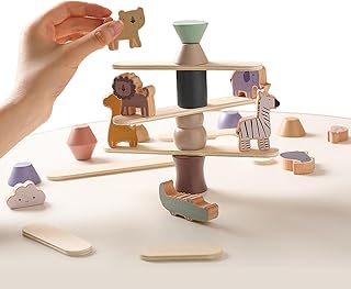 pilha madeira - Blocos Empilhamento Madeira Jogos Equilíbrio Animais - Blocos madeira para atividades equilíbrio Brinquedos empilháveis para animais Ming chen