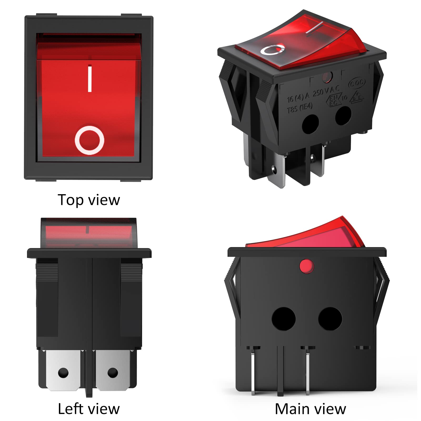3 pcs Ac16 a/125 V 16 A/250 V Warhorse (Dpst on-Off) 4 2 Position on/Off lumière LED Rouge Lumineux Bateau Interrupteur à Bascule