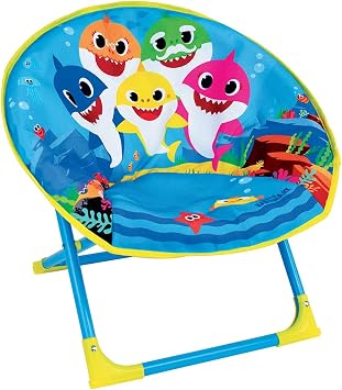 Fun House Enfant Baby Shark 713377 Folding Moon Seat H.47 x L.54 x D.42 cm, Polyester, Steel, Polyethylene