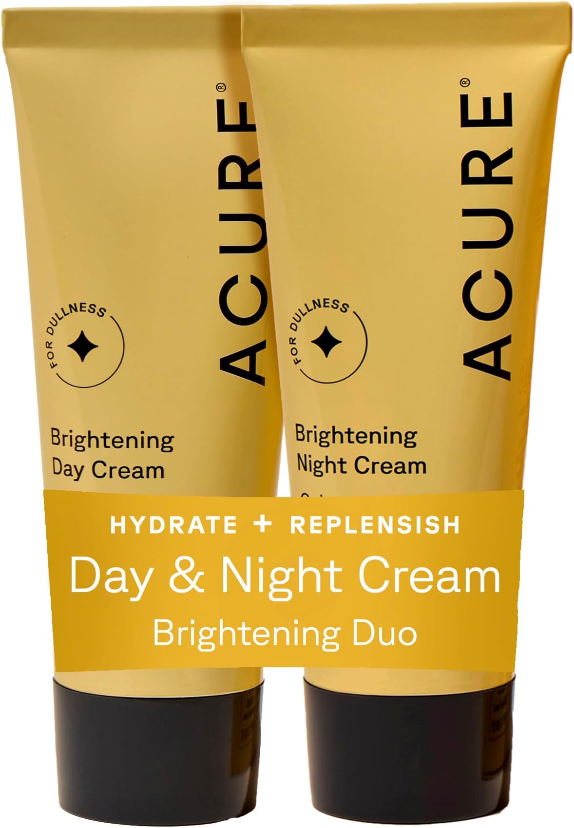Brightening Day & Night Cream Duo Pack - 100% Vegan - Moisturizes & Brightens All Skin Types - 1.70 Fl Oz. Each