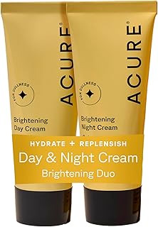Acure Brightening Day & Night Cream Set - Daily Cica Cream & Night Face Cream for Women & Men with Argan Oil, Hydrate, Refresh, Tone & Brighten Skin, Cruelty Free, Vegan - 1.7 fl oz (2 Pack)