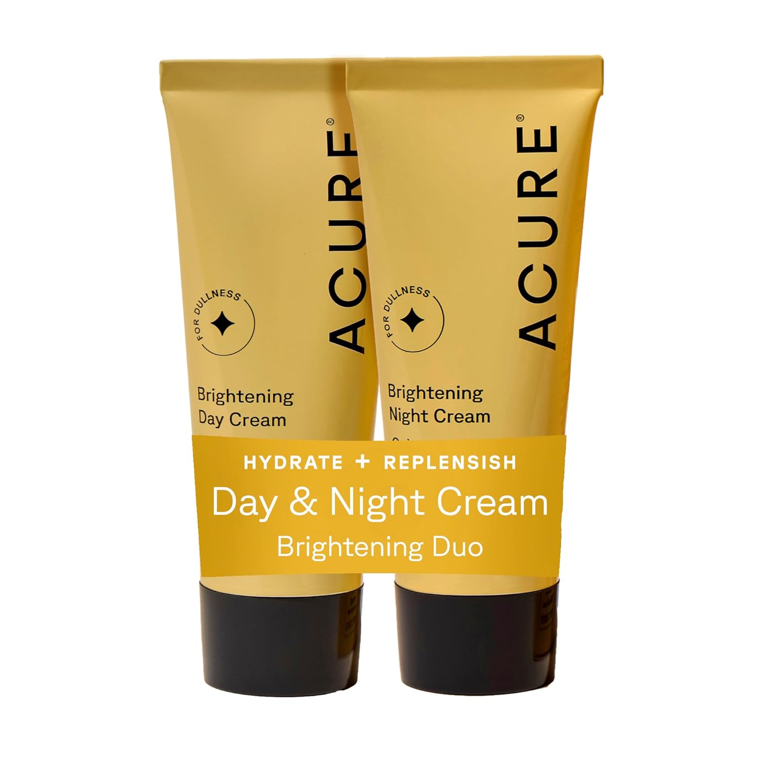 Acure Brightening Day & Night Cream Set - Daily Cica Cream & Night Face Cream for Women & Men with Argan Oil, Hydrate, Refresh, Tone & Brighten Skin, Cruelty Free, Vegan - 1.7 fl oz (2 Pack)