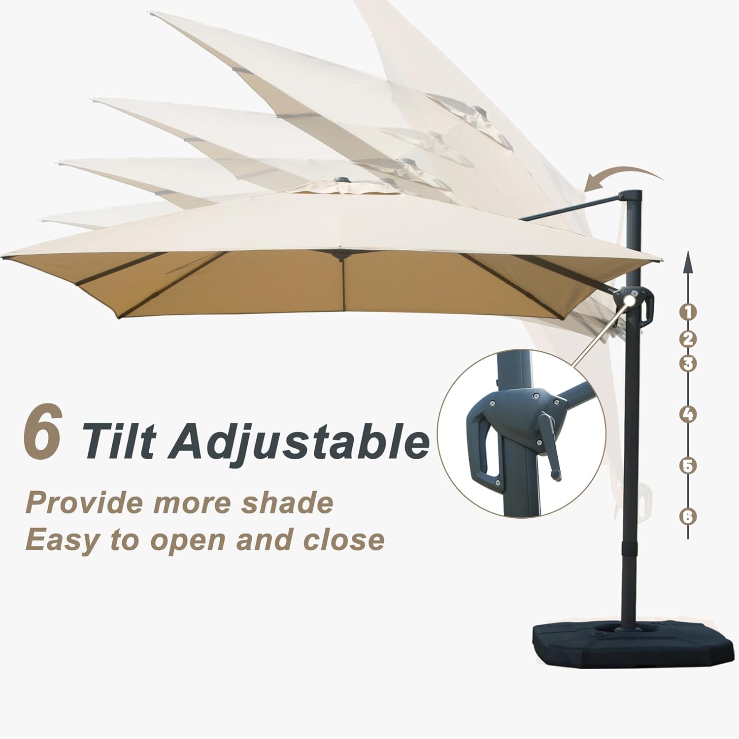 Illustration of the 6-position tilt mechanism