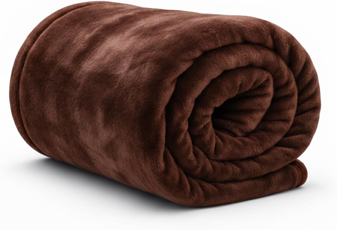 โ Chocolate Throw Blanket Single Size 127x152cm | Super Soft & Warm Plush Fleece Throws For Sofas | Fluffy Blanket for Bed & Couch | Versatile & Lightweight Fleece Blanket for Adults