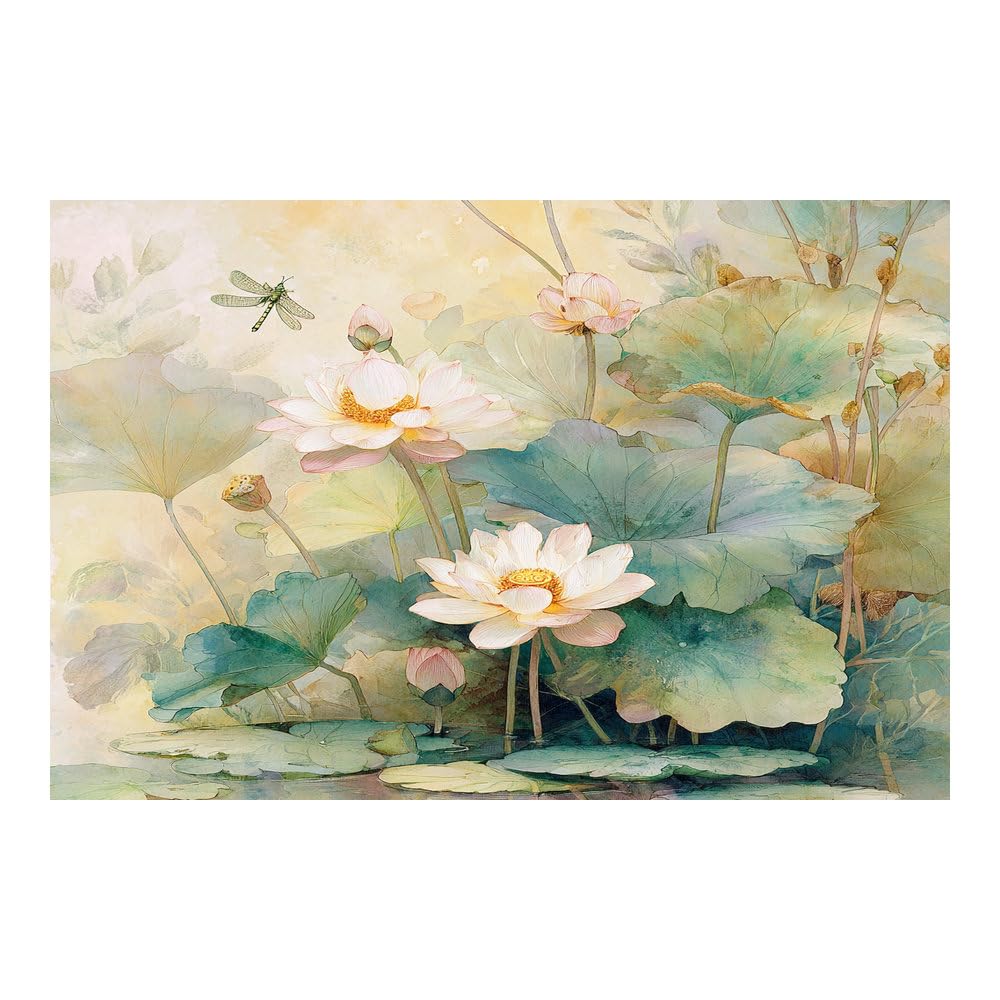 Teruea Women's Green Flower Modern Abstract Paintings Canvas Wall Art Vintage Watercolour Blush Dragonfly Floral Botanical Print For Girl's Bedroom Living Room Bathroom (Green)-20X30cm1 Unframed