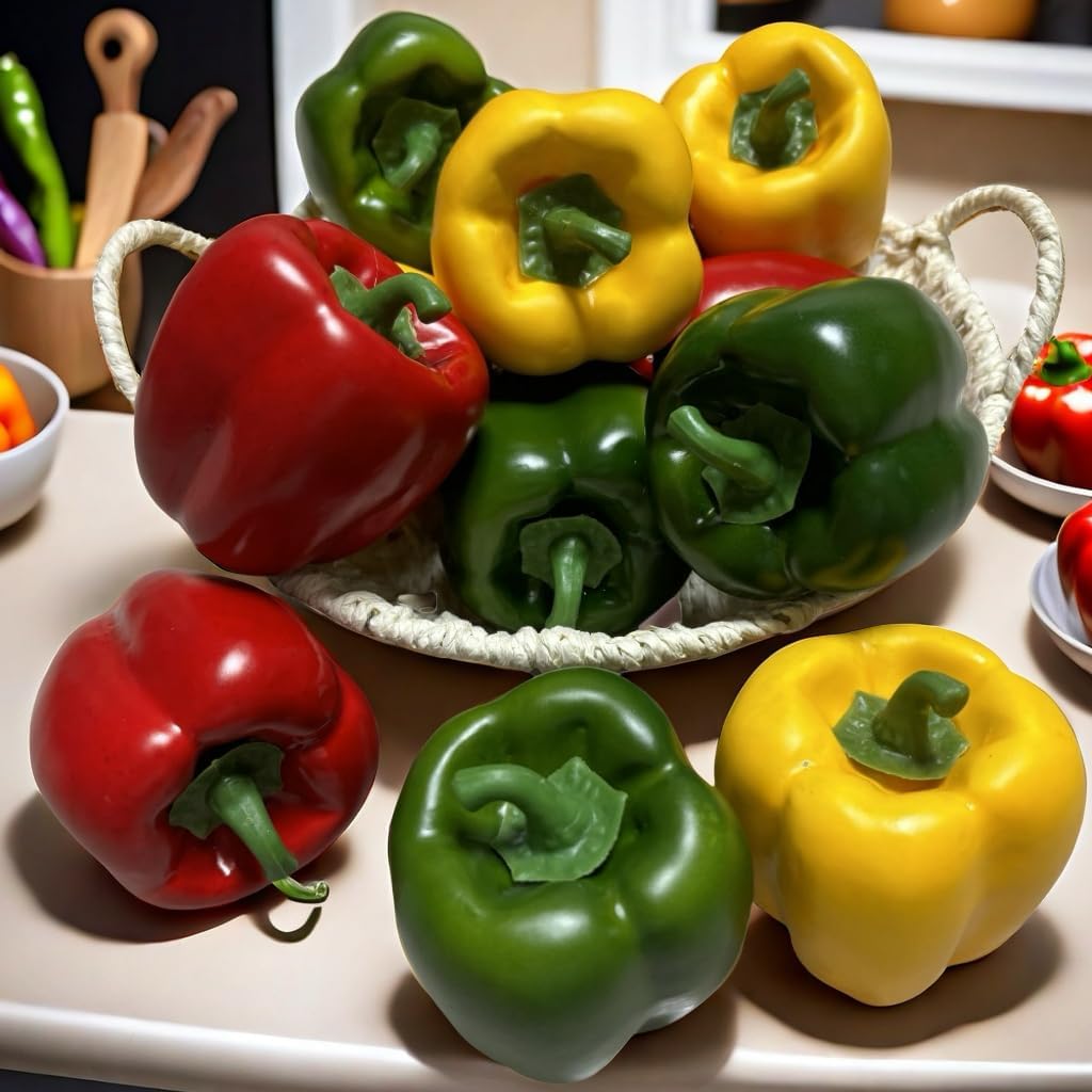 Compared: 12pcs Artificial Bell Pepper Set (colorful) vs Seasonal Decor Use