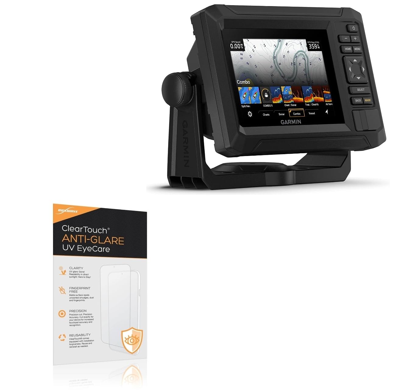BoxWave Screen Protector Compatible With Garmin echoMAP UHD2 53cv - ClearTouch Anti-Glare Anti-UV EyeCare (2-Pack), Filters out Harmful Blue Light Reduce Fatigue