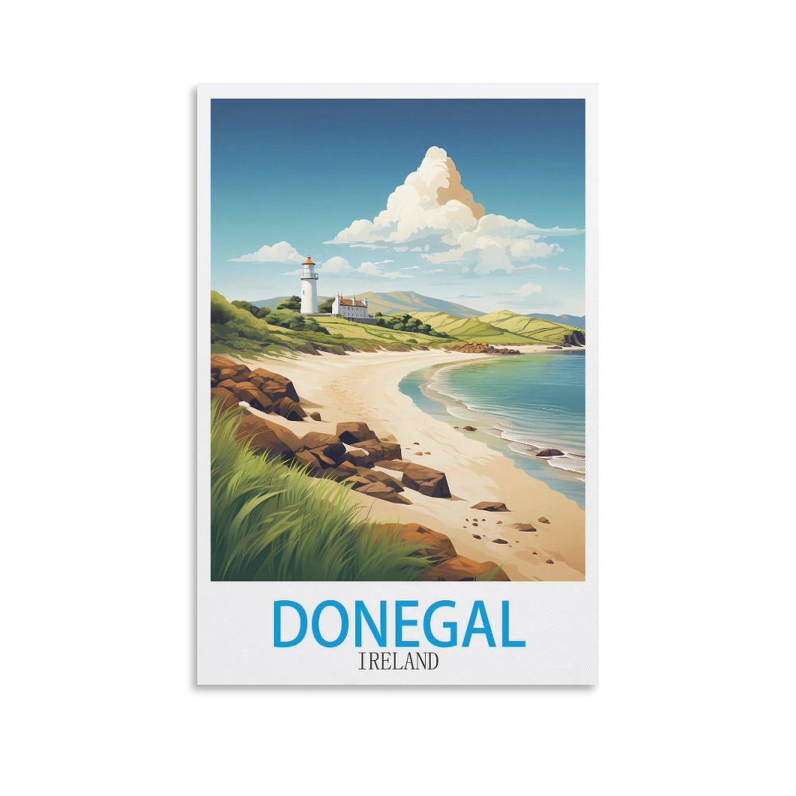 Zbbggoz Unframe-Style Donegal Ireland Vintage Travel Poster 08X12inch(20X30cm) Canvas Wall Posters And Art Picture Print Modern Family Bedroom Decor