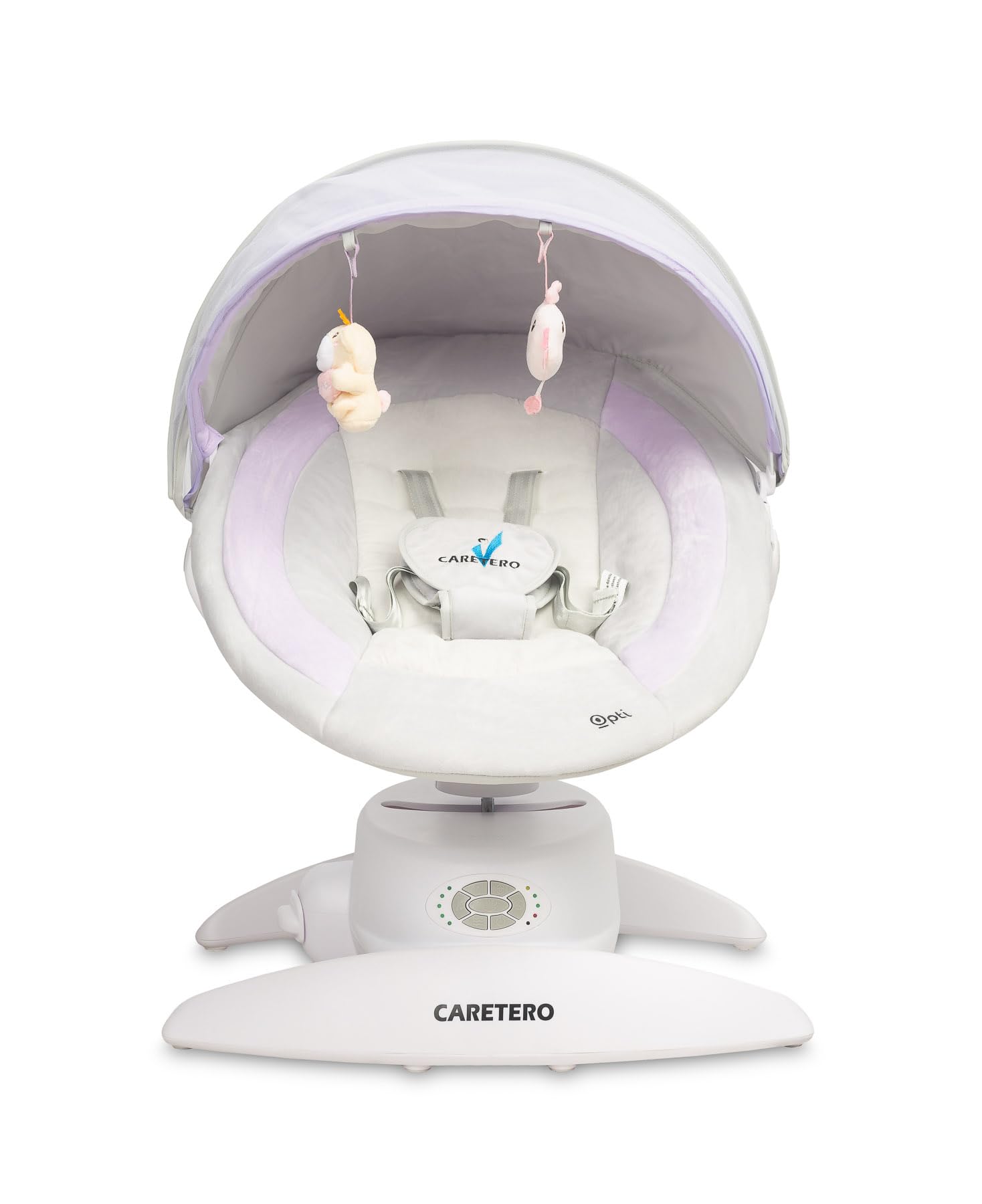CARETERO - Transat Électrique Opti - Balancelle Électronique avec Trois Modes de Fonctionnement - 360 Degrés - Moustiquaire - Panneau de Contrôle Intuitif - Rotation 360 Degrés - Violet