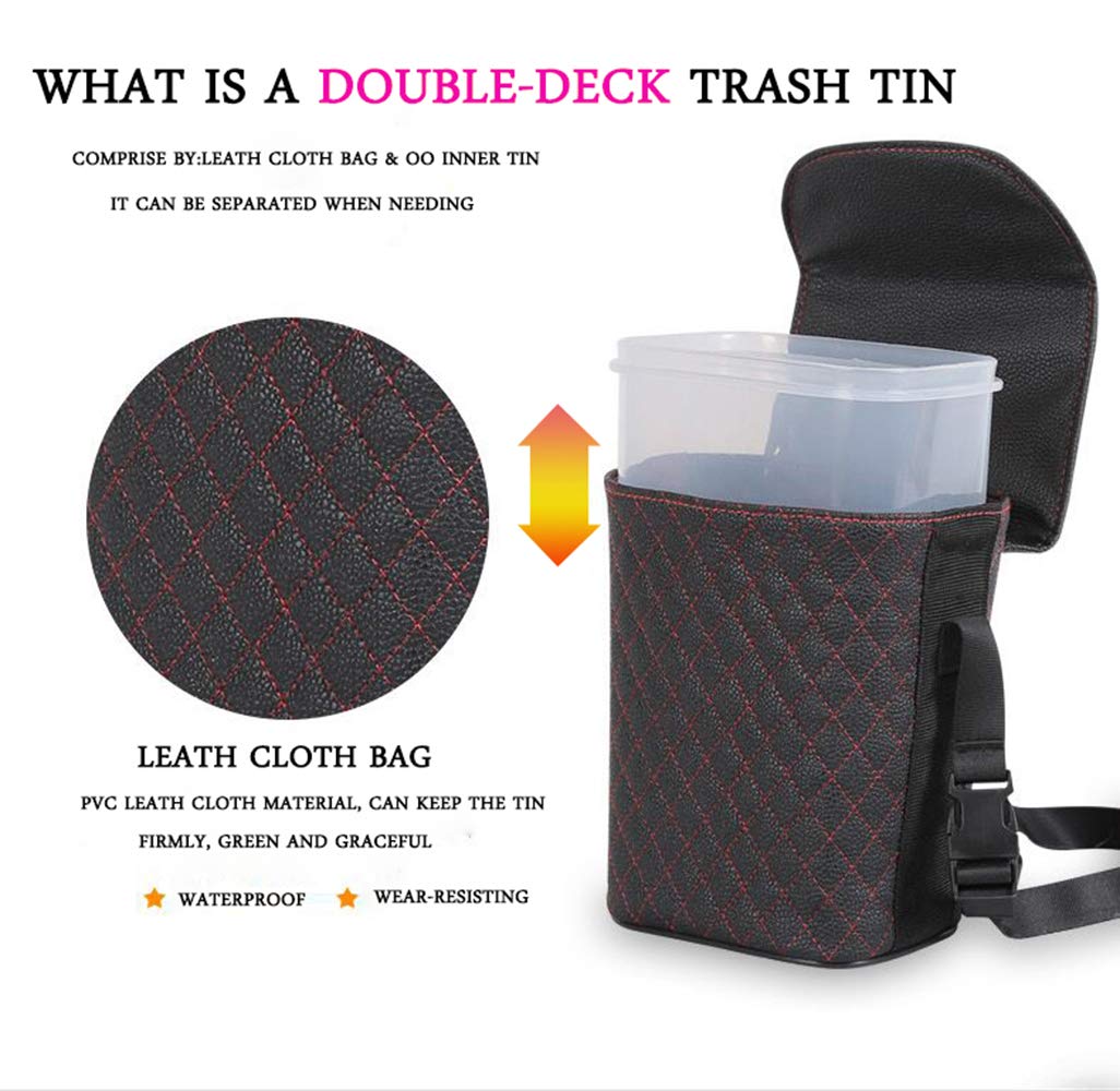 Poubelle De Voiture à Ventouse Magnétique, Imperméable En Cuir Synthétique, Multi-usages, à Suspendre, Pliable, Organiseur Réutilisable Pour L'intérieur De La Voiture, Noir