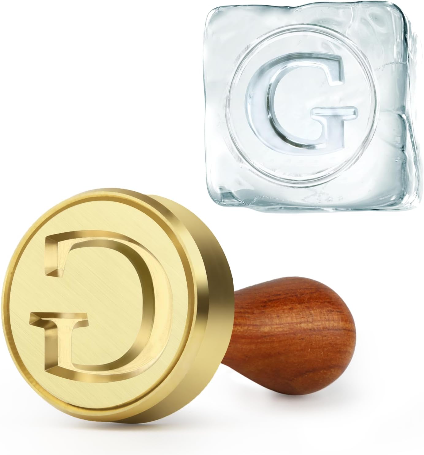 Ice Stamp for Ice Cube, G Letter Initials Brass Stamp 1.4 inch 3mm Depth, Ice Branding Stamp for Whiskey Cocktails & Bar Drinks