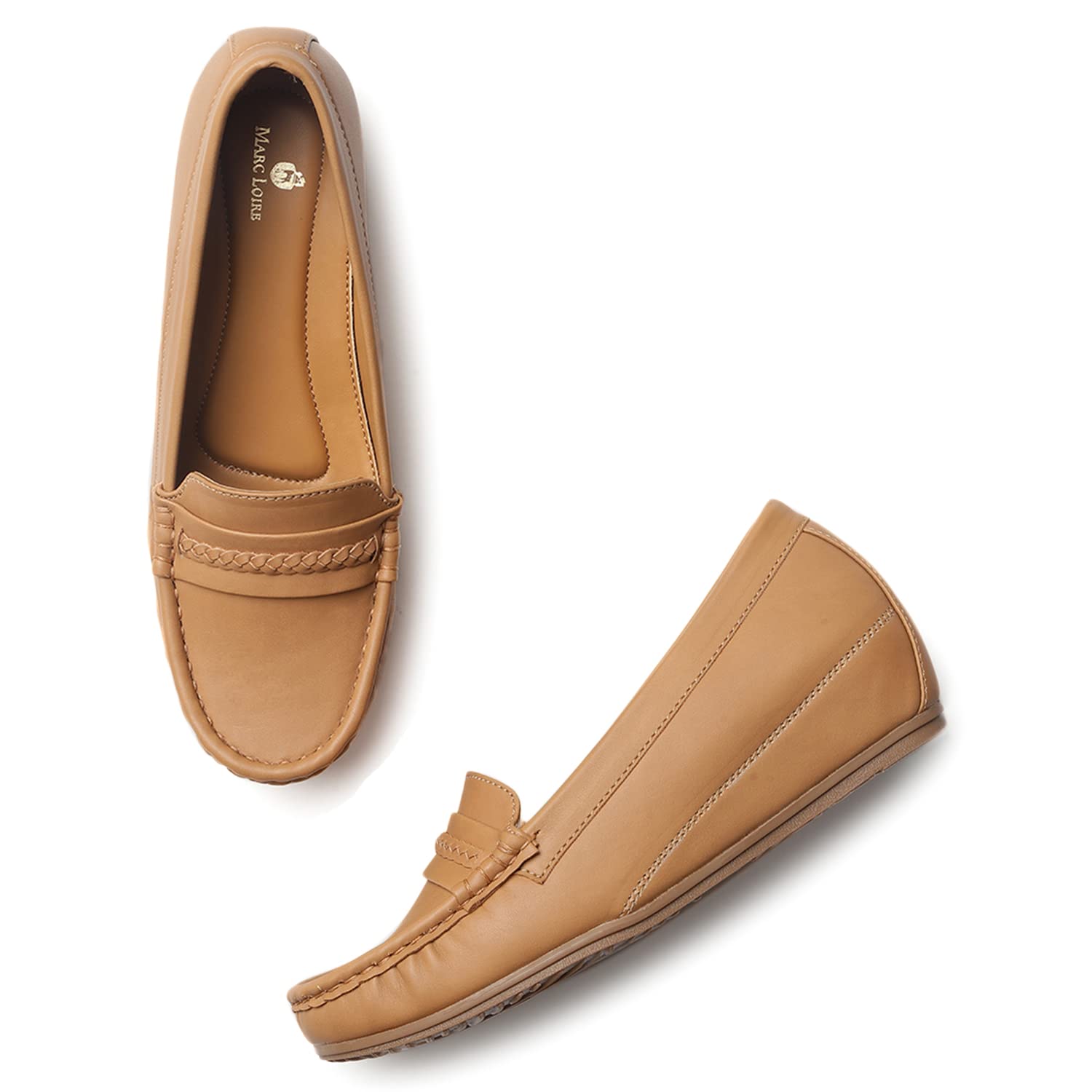 Marc Loire Women Comfortable Wedges Loafer/Mules/Ballet Heels Footwear (Beige, Numeric_5) (B09VH148Y2) Amazon Price History, Amazon Price Tracker
