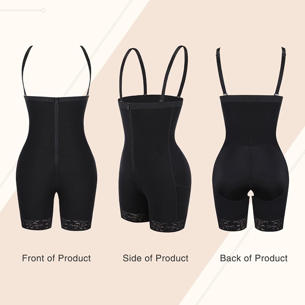 FeelinGirl Body Gainant Femme Taille Haute Sculptant Ventre Plat & Fesses Relevées – Bretelles Amovibles, Entrejambe Ouvert – Marron L