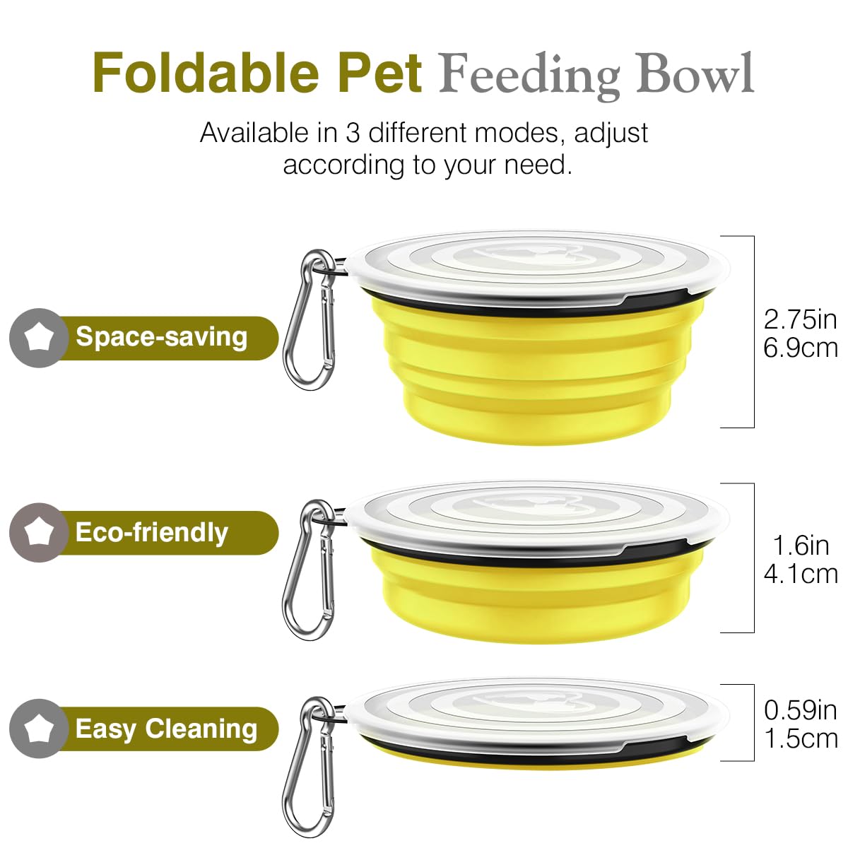 Pawaboo Ciotole Pieghevoli [2 PZ], Ciotole per Cani, Ciotola per Animali Domestici, Distributori per Cani e Gatti, Ciotola Portatile, in Silicone