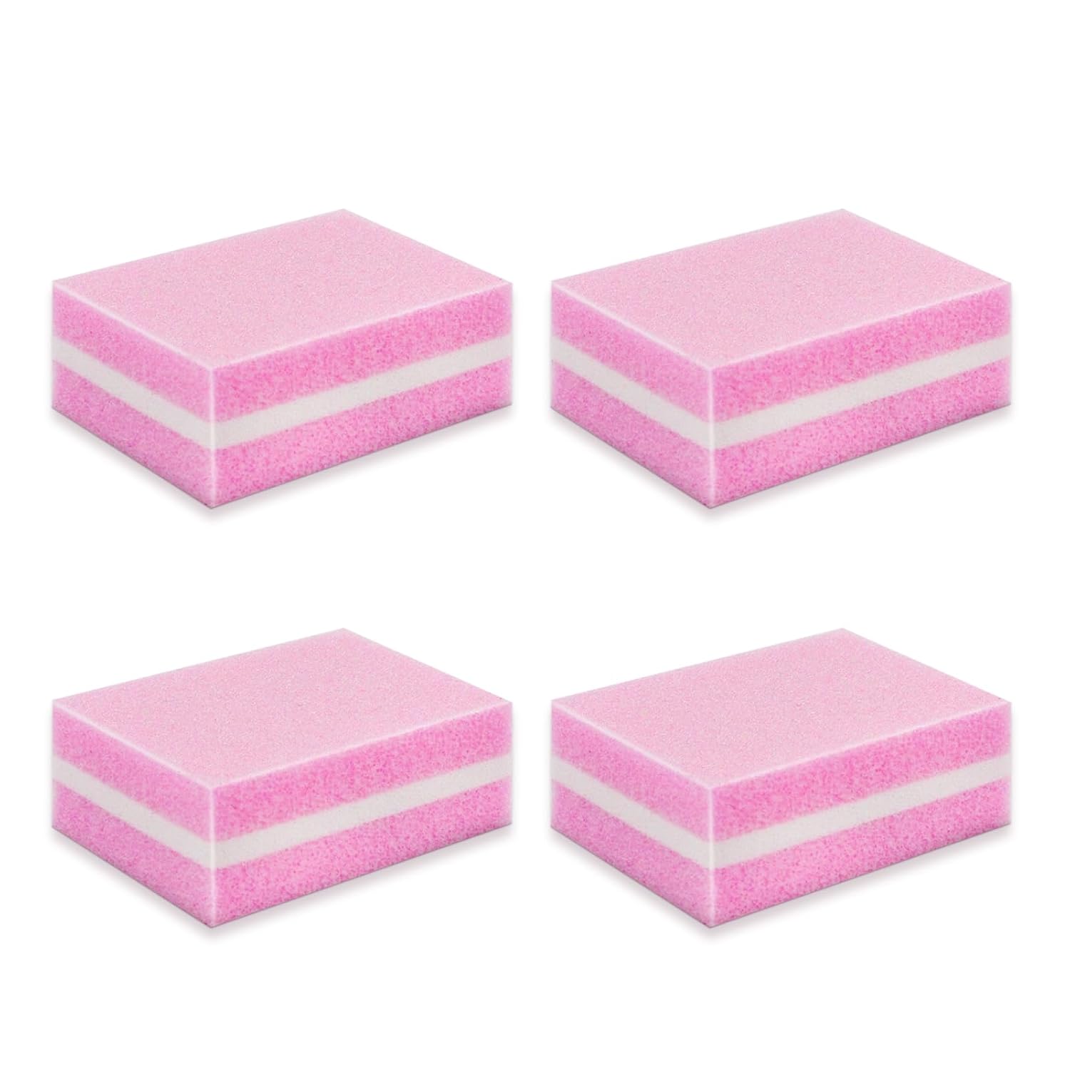 Nail Buffer Block Dual Grit Sponge Nail File for Nail Sanding 4 Piece Pink Manicure Tools for Nail