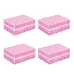 Nail Buffer Block Dual Grit Sponge Nail File for Nail Sanding 4 Piece Pink Manicure Tools for Nail