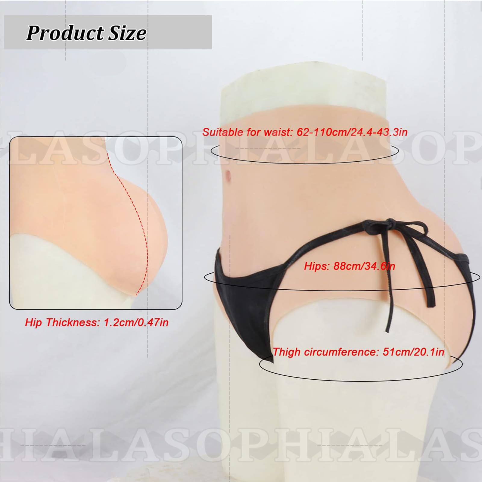 Culotte Triangulaire Taille Haute en Silicone Rehausseur De Fesses Épaississement 1,2 cm Slip pour Hommes sous-Vêtements Modelants pour Le Corps pour Cosplay Féminin