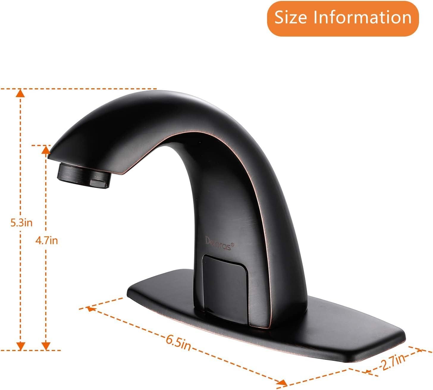 Touchless Bathroom Faucet with Automatic Sensor Function, Bathroom Sink Faucet with Hole Cover Plate, Oil Rubbed Black