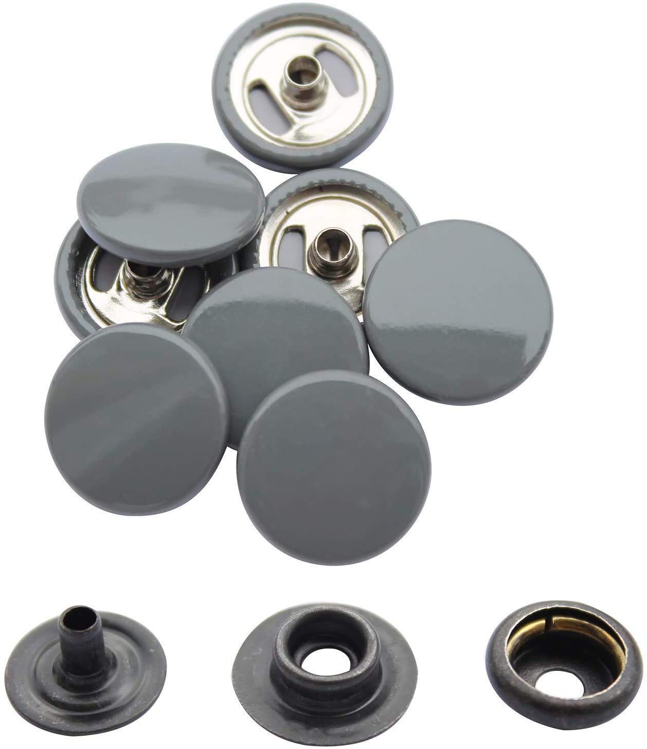 WedDecor 10 Bottoni A Pressione In Metallo 15 Mm – 4 Parti, Senza Nichel, Per Pelle, Jeans, Borse, Neri - 4