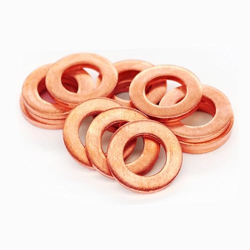 Miniatura 4 de T2 Pure Copper Flat Washers Metric High Conductivity Compression Sealing 99% Pure Copper Flat Washers M3 to M20 (M8x18x1.550pcs)