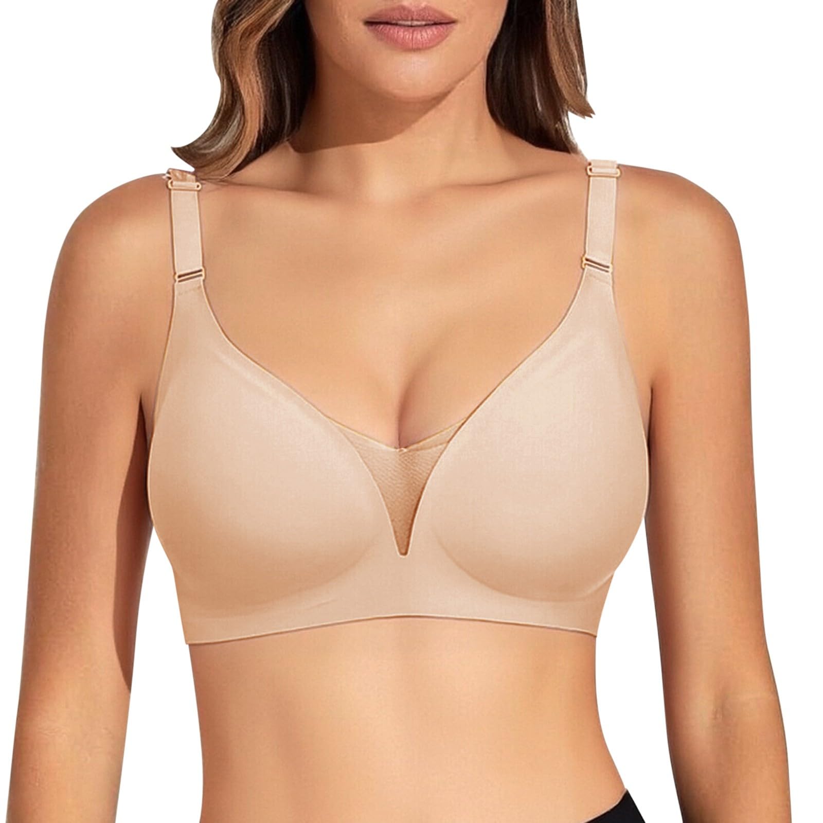 Reggiseno Senza Ferretto Pizzo Donna Cuciture Comodo Reggiseni Push Up Scollo a V Bustino con Imbottitura Comfy Bralette Seamless Cinghie Confortevole Regolabili Base Top Corsetto