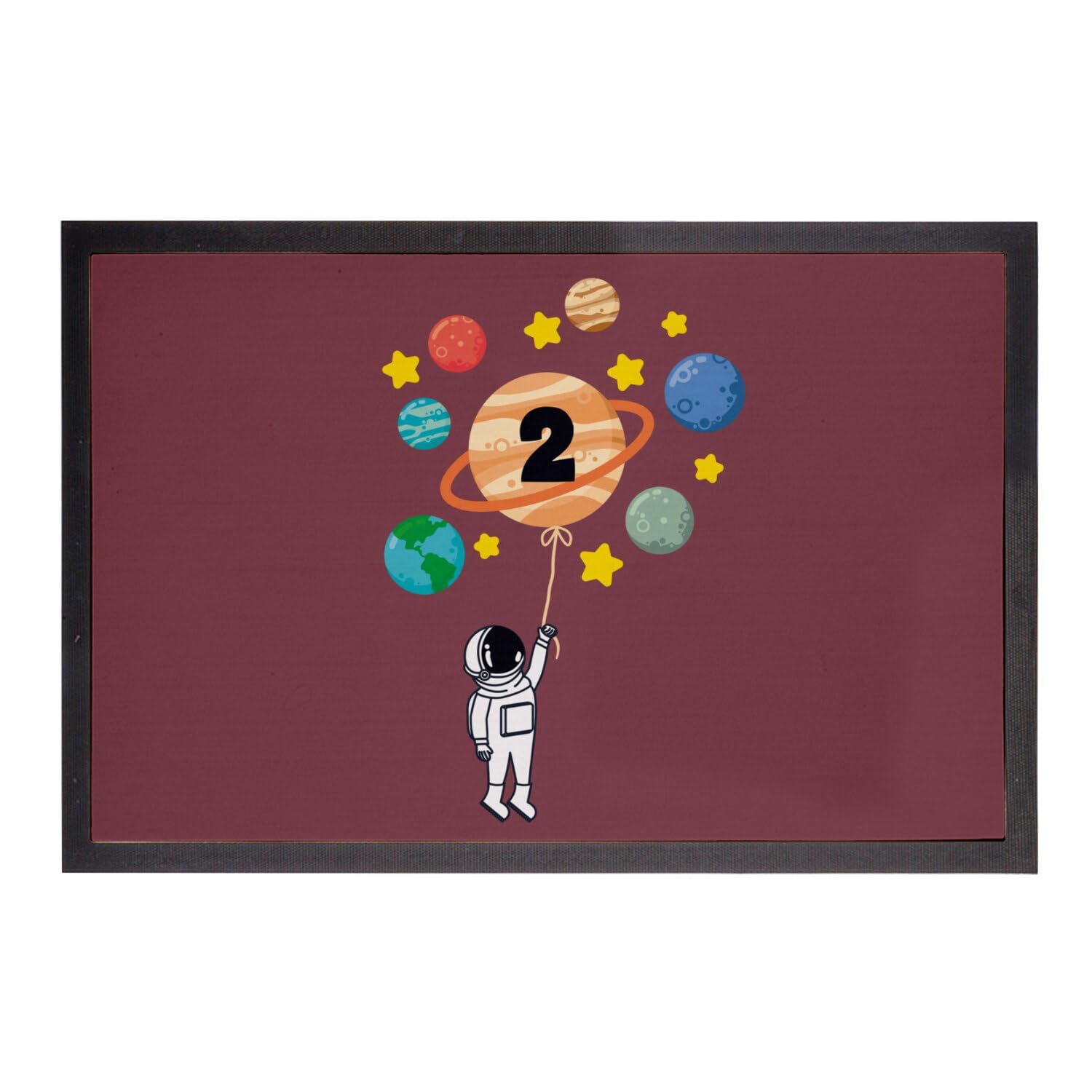 Paillasson rouge anniversaire 2 ans astronaute pour un cadeau espace