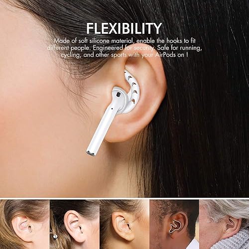 Miniatura 5 de AhaStyle 3 pares de ganchos para las orejas para AirPods, accesorios de silicona compatibles con auriculares Apple AirPods y EarPods (blanco leche)