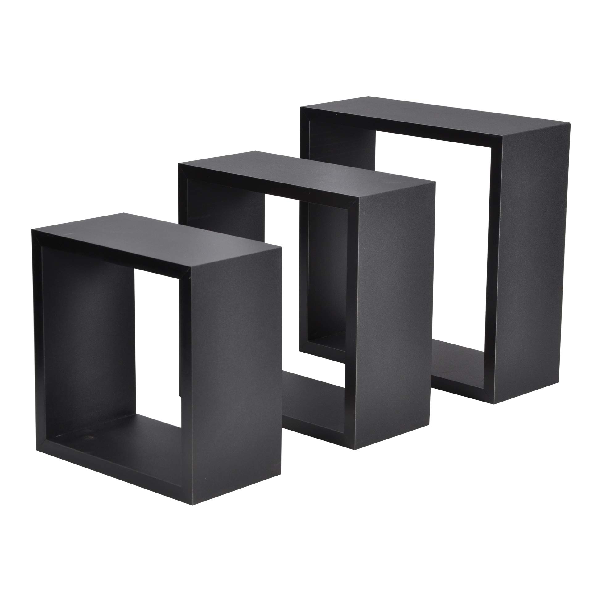 Modul'Home 6RAN789BC - Mensole a cubo, in MDF, 11,8 x 30 x 30 cm, pannello MDF, nero, 3 taglie 23 cm/26,5 cm/30 cm, 2 Unità