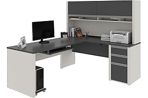 BESTAR Connexion L-Shape Desk with Hutch and Pedestal