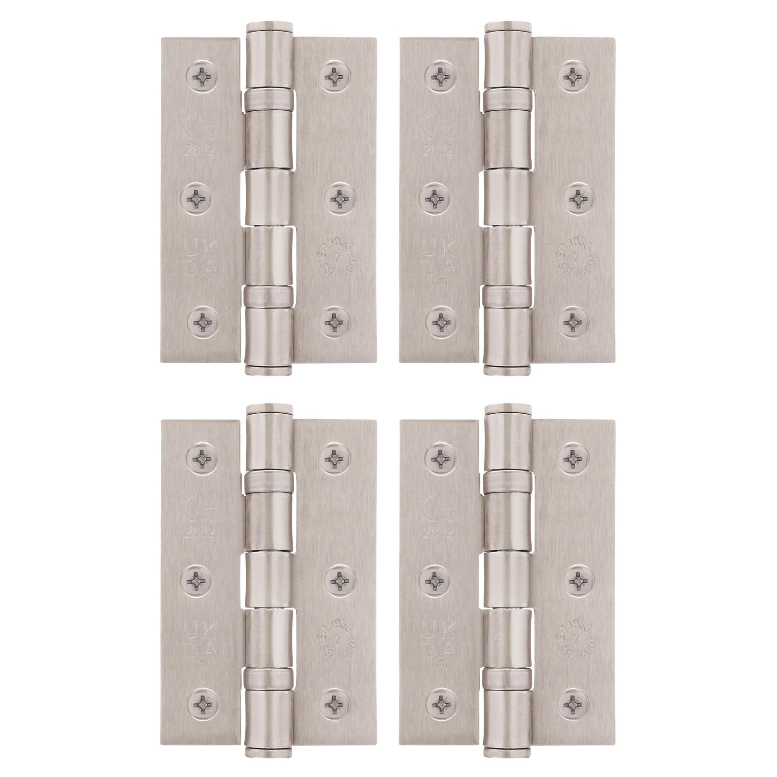 Eai Satin Nickel Satin Door Hinges | 3 Inch / 76Mm Internal Fire Door Hinges | 2 Pairs