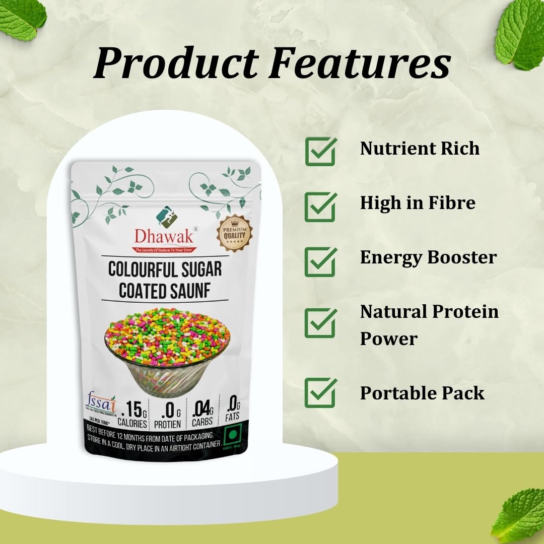 Dhawak Colourful Sugar Coated SAUNF|Colourful Fennel Seed - 900 GMS. Mouth FRESHNER - Image 3 thumbnail