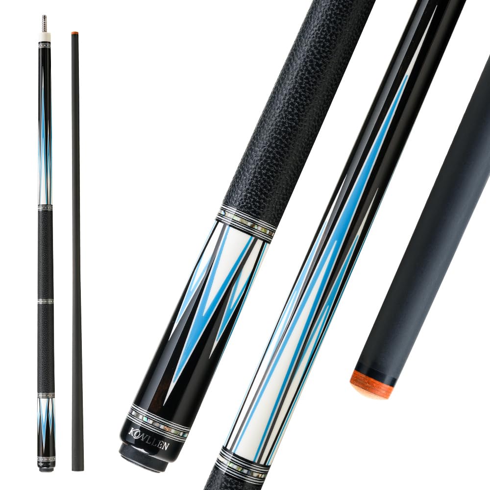 Ebony Pro Series Carbon Fiber Pool Cue Stick Handmade Inlay Cue (Inlay Ring, Carbon Technology Low Deflection Billiard Cue Stick, Ebony Butt, 12.5mm,147cm)