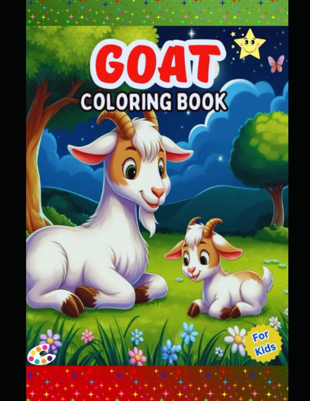 Cute Goat Coloring Book for Kids Ages 4–8: Fun and Easy Farm Animal Coloring Pages with Adorable Goats for Boys and Girls
