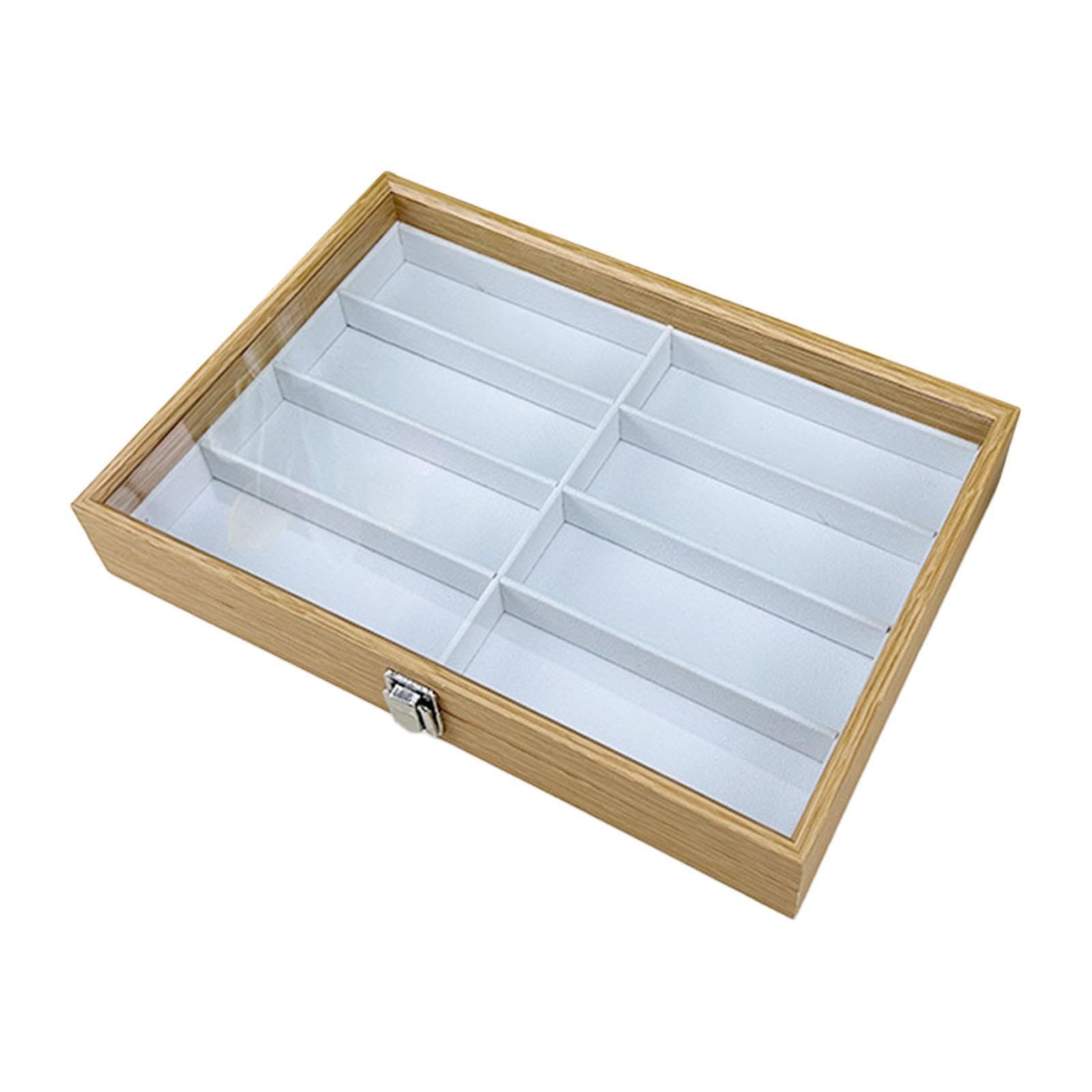 Bandeja de exhibición de gafas, elegante organizador de gafas de sol con tapa con cierre para guardar, joyas y relojes, estuche para guardar