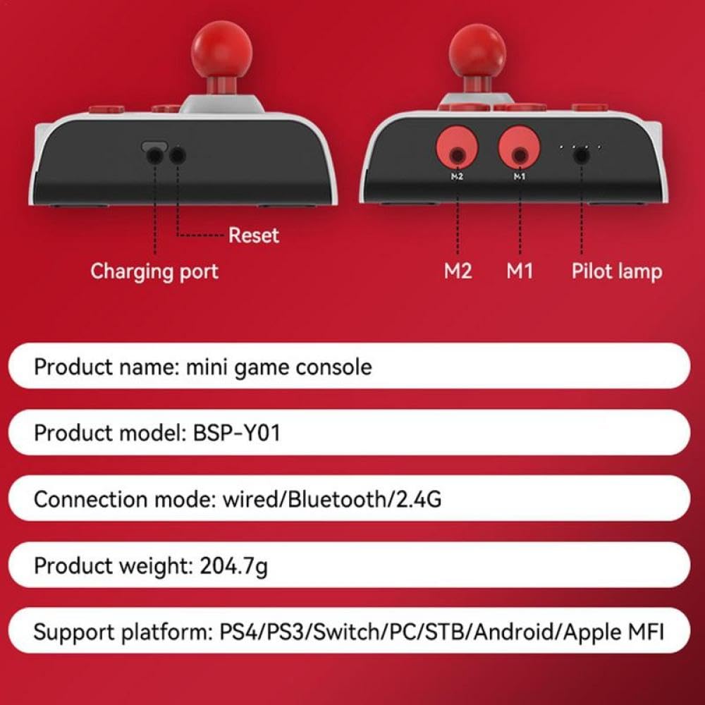 Genérico Universal Arcade Game Stick Joystick Controller For Switch PS4 PS3 Ultimate Pandora Box PC, for Android IOS Mobile Phone (negro rojo)